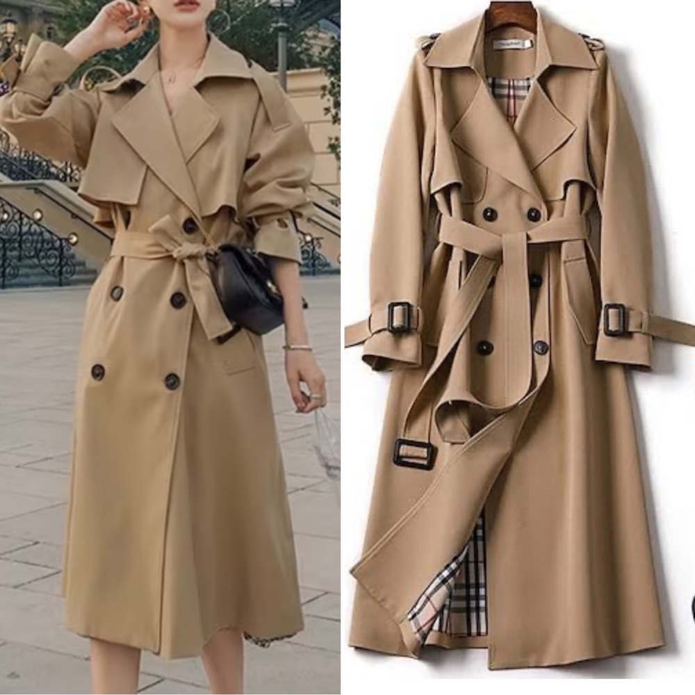 Classic Tan Trench Coat with Belt